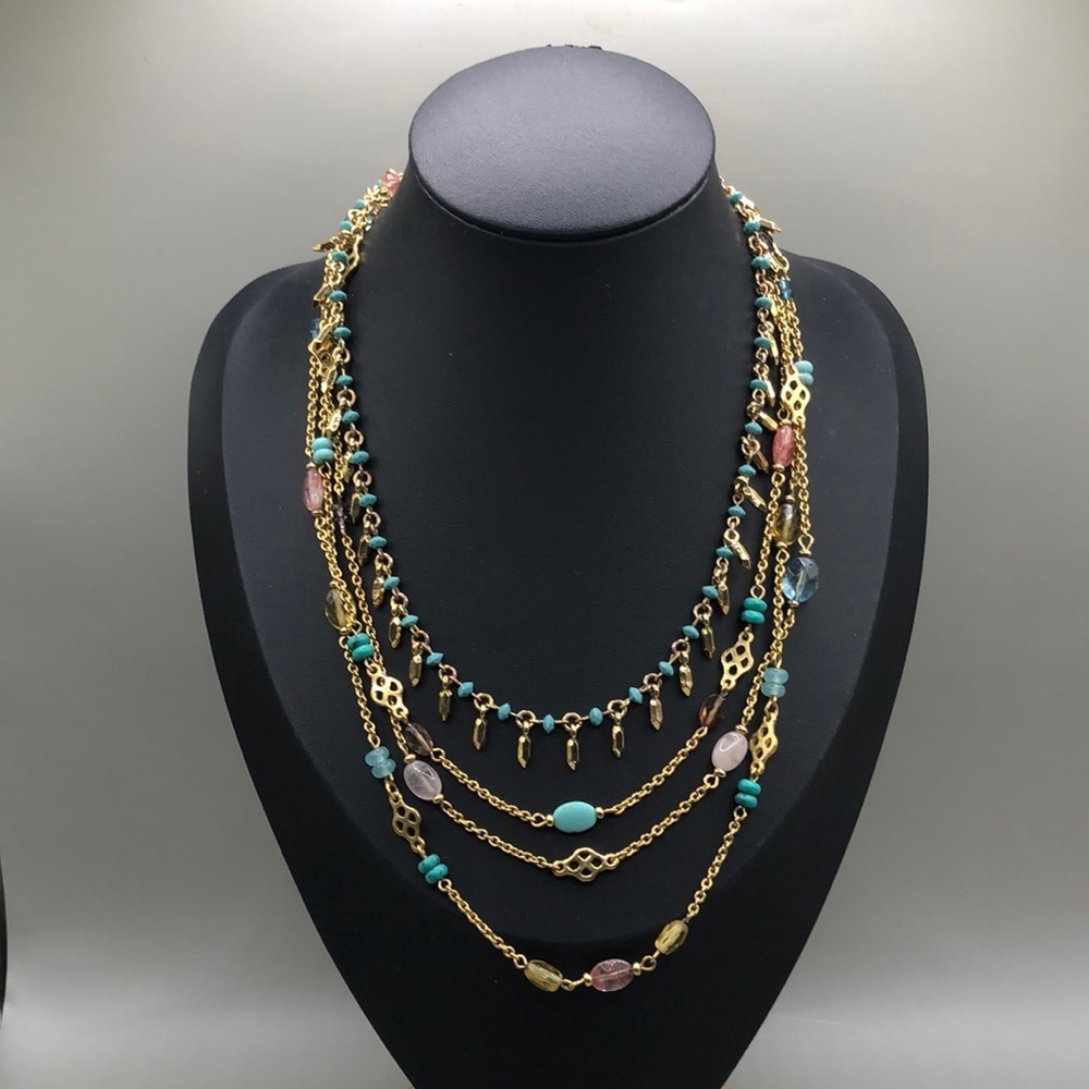 Curated bundle gold tone chain necklaces layered look RLR and More boho-trendy.